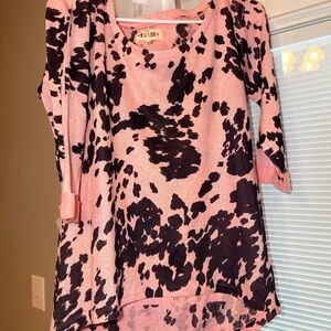 New Look Pink and Black Patterned Kids Dress